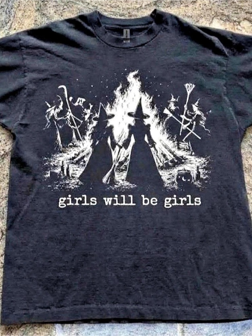 Girls Will Be Girls Witch Graphic Tee in Black